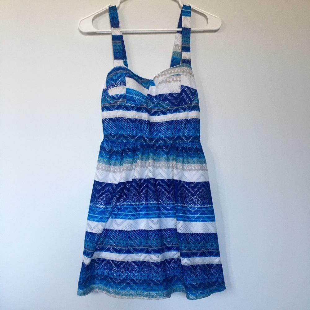 Boho Lace Mediterranean Striped Dress